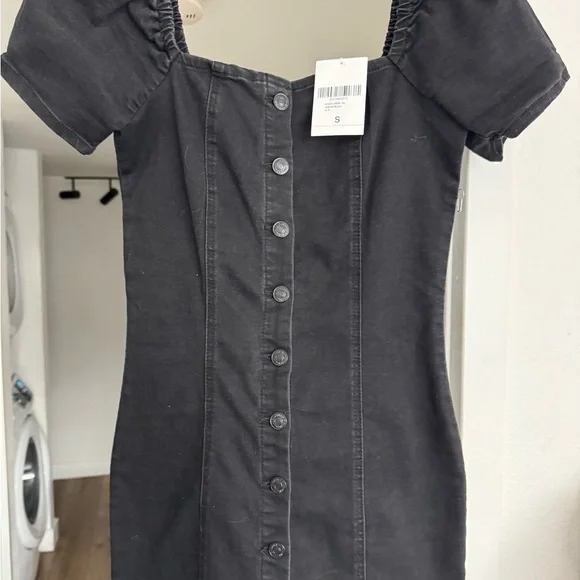 Forever 21 Black Mini Dress with Button Detail - Picture 3 of 4